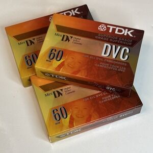 Lot of 3 New Sealed TDK DVM60ME 60 Minute Mini DV Video‎ Cassettes Blank
